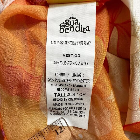 NWT Agua Bendita Victoria White Funky Bloom Floral Maxi Dress Multi Small Resort - Picture 14 of 16